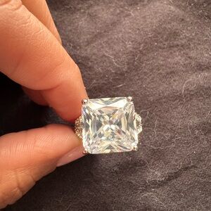 Park Lane Silver Ring with Clear Gemstone